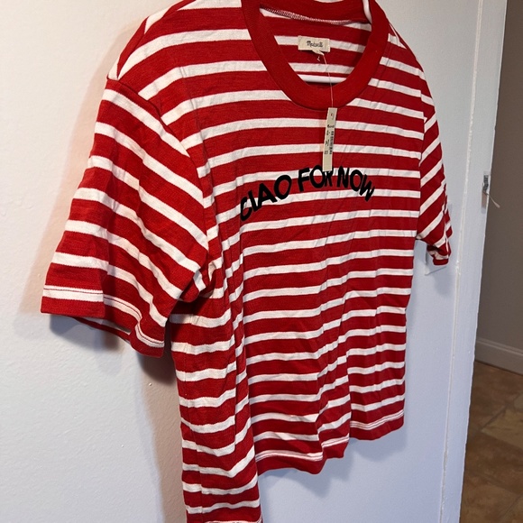 New With Tags Striped Ciao For Now Tee Madewell Size Small Red and White - Picture 6 of 7